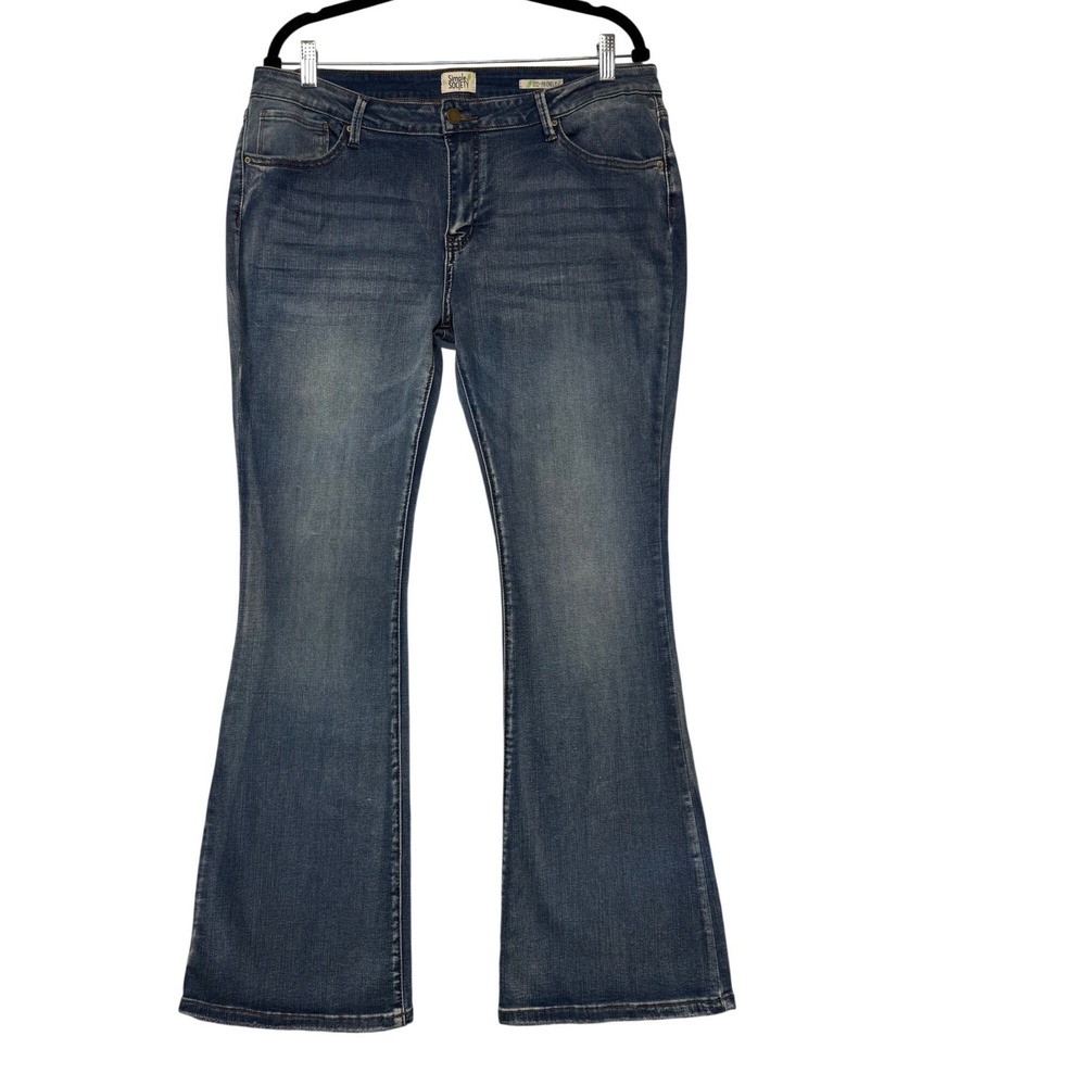 Simple Society Eco-Friendly Flare Jeans Womens 17/33 Medium Wash Blue HFL-R23662